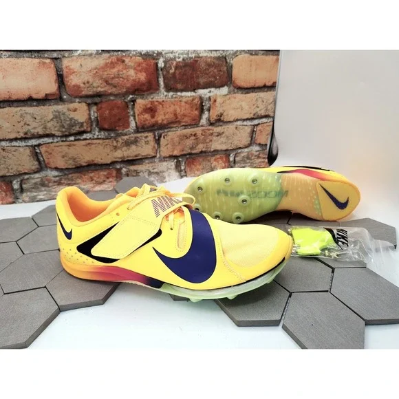 Nike Air Zoom LJ Elite Long Jump Track Shoes Citron Gold Men's Sz 8.5 W/ spikes